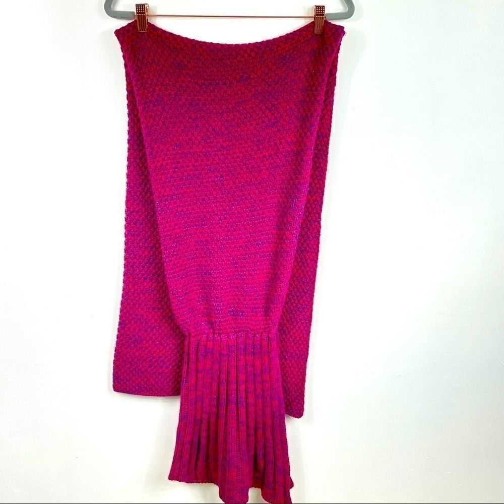 MERMAID crotchet tail blanket pink one size - Picture 3 of 6